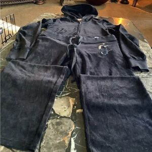 Original juicy couture black velour sequin snake 2-piece hooded tracksuit sz S